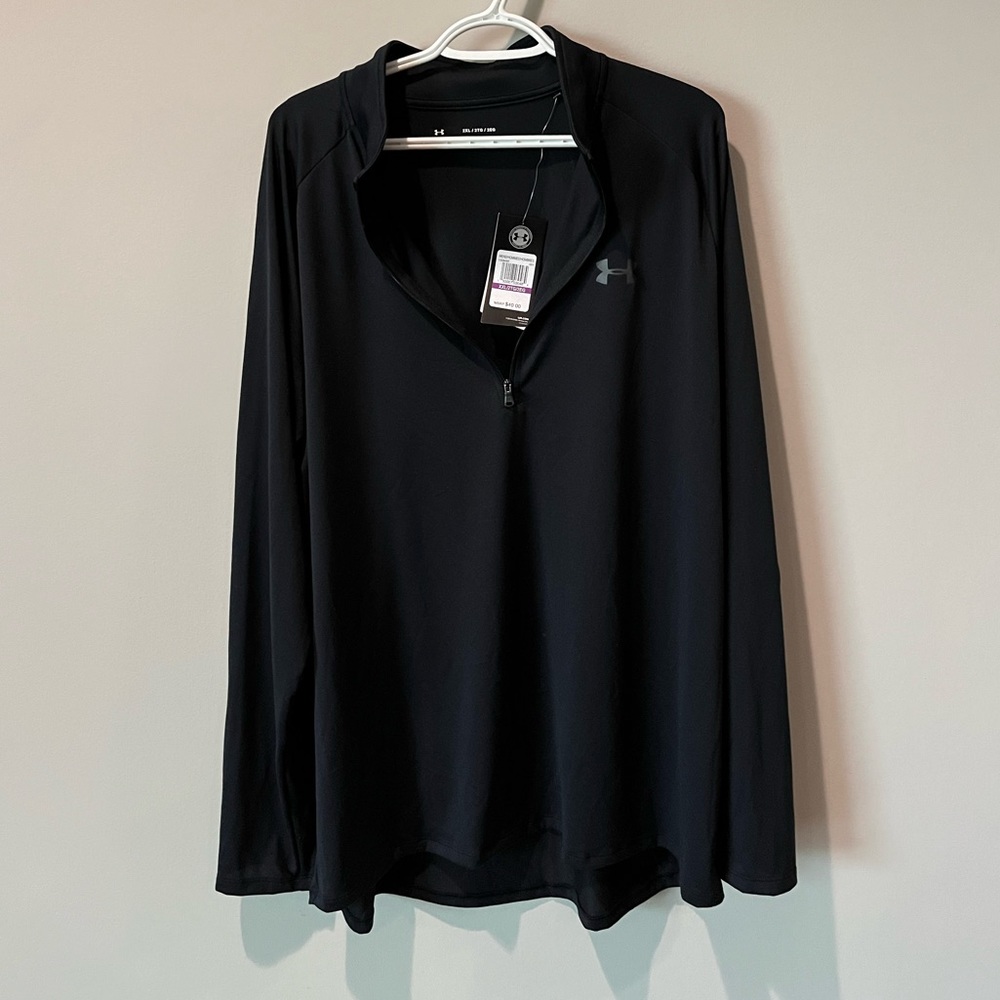 NWT Men's XXL Black Under Armour Quarter Zip Long Sleeve Shirt